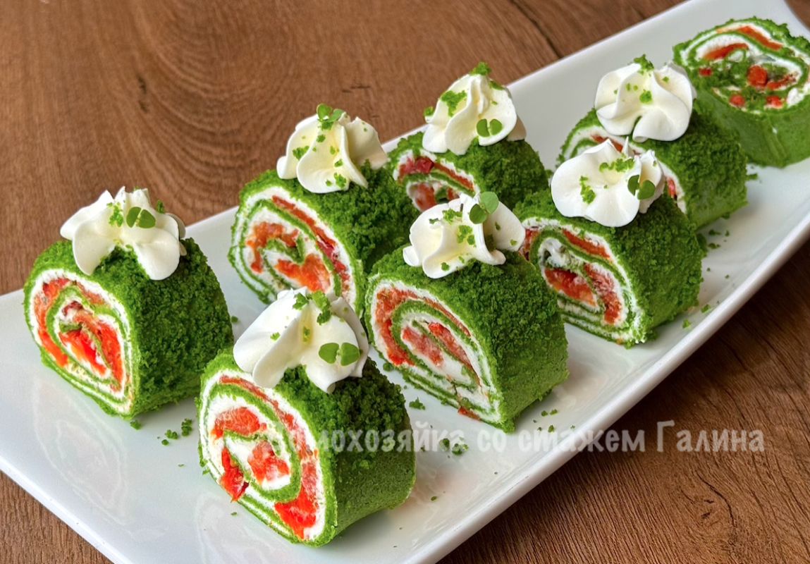Изумрудный рулет: легкая закуска для яркого стола