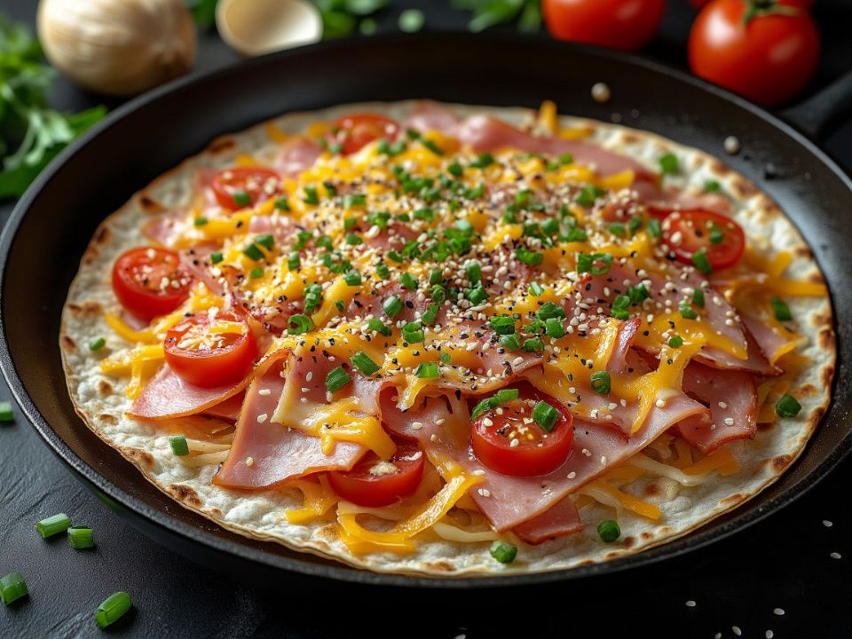 Секрет сытного завтрака: хрустящий лаваш с сыром и ветчиной