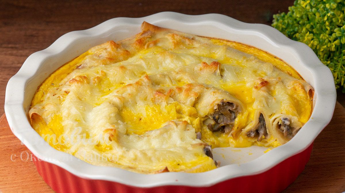 Вкусный блинный пирог с грибами: идеальный ужин для всей семьи